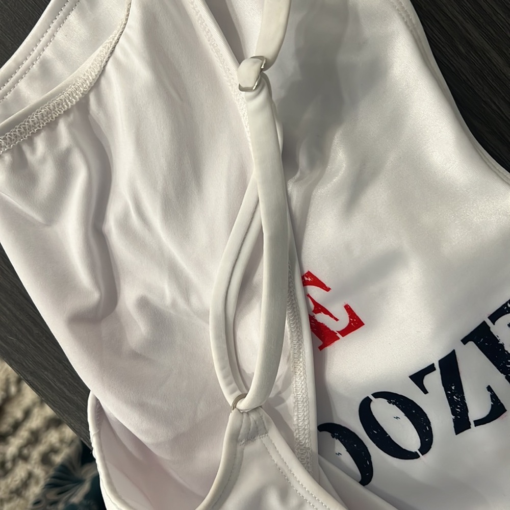 Red, White & booze one piece bikini swim - Picture 4 of 5